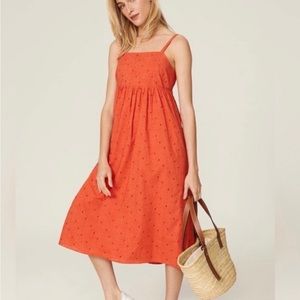 Madewell Eyelet Summer Cami Midi Dress Orange Size Medium Women’s